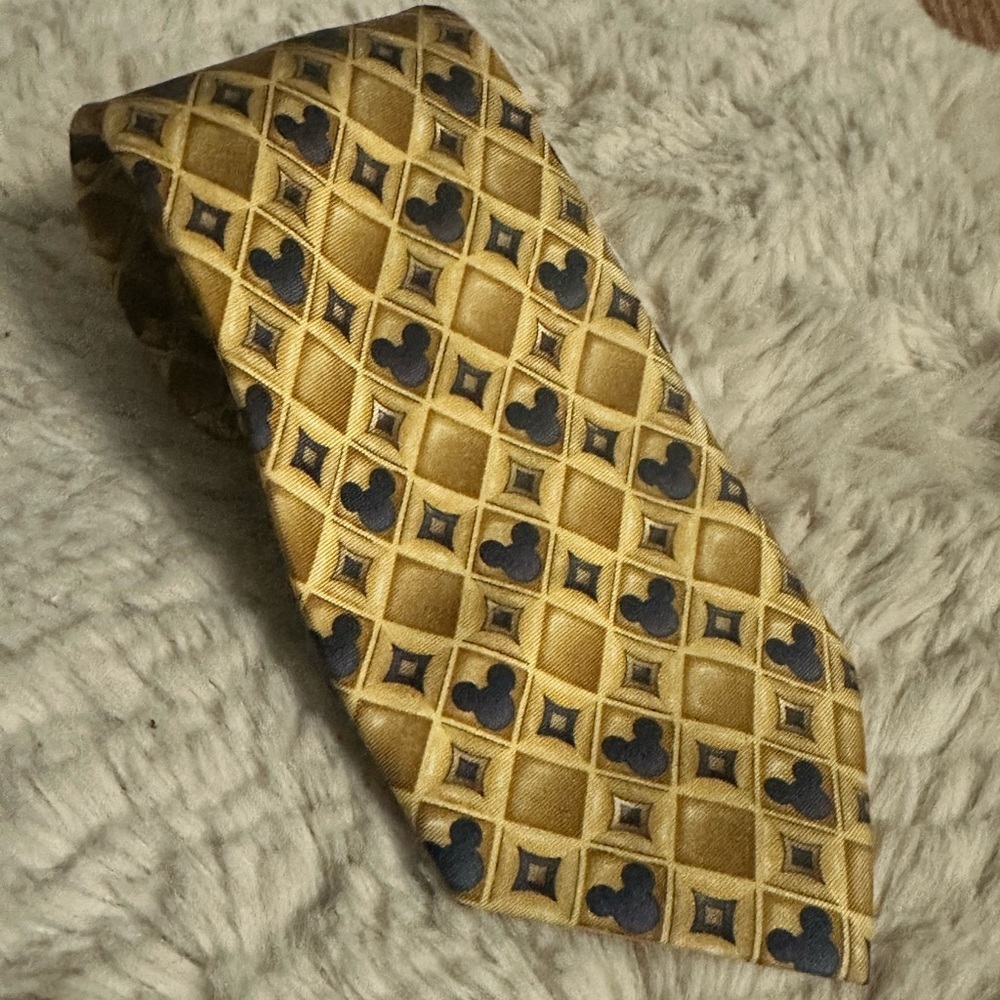 Walt Disney World Gold Black Geometric Mickey Mouse Necktie